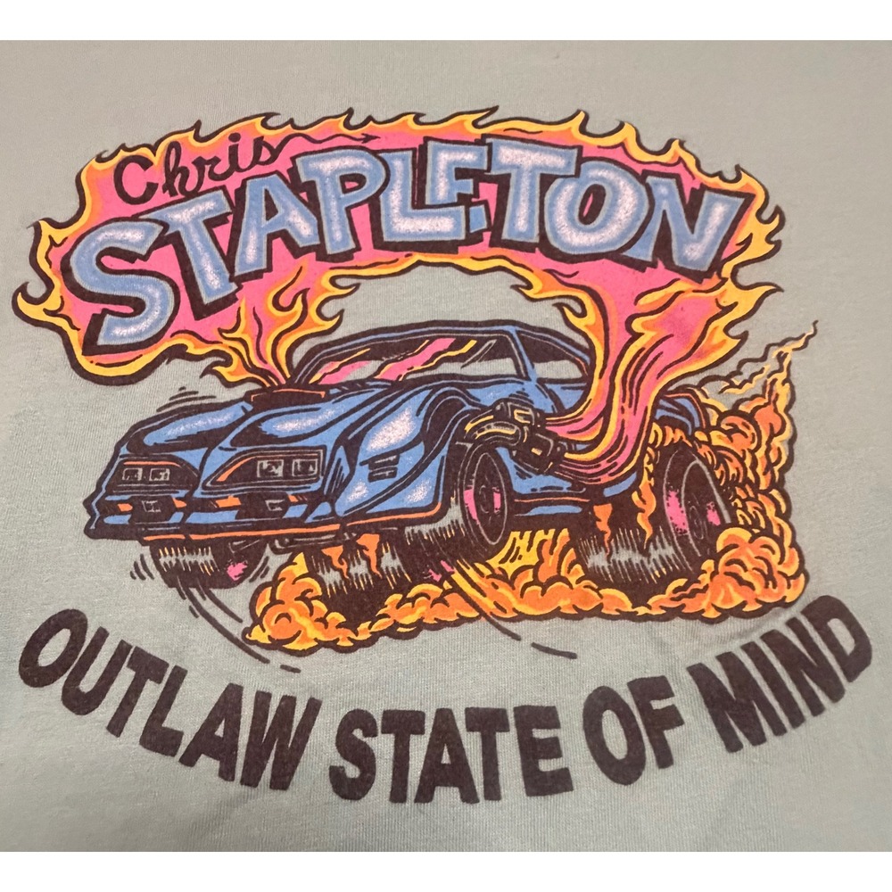 Chris Stapleton Outlaw State of Mind Graphic Tee Light Green Mens Size Medium